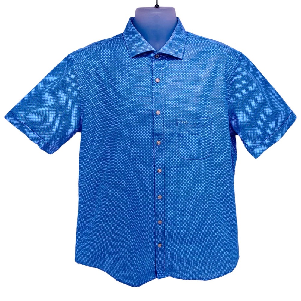 BRAX Cotton Linen Slubyarn Button Up Shirt Mens Size L